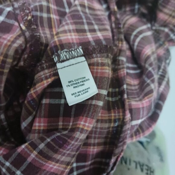 CATO Womans Large V-Neck Ruffle Edge Brown Stripe & Sparkle Blouse - Picture 5 of 6